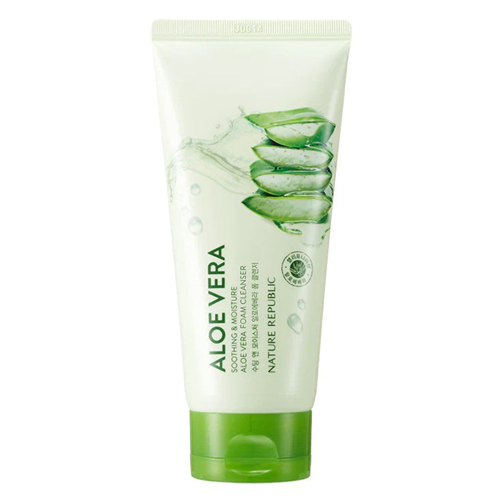 Nature Republic Soothing and Moisture Aloe Vera Creamy Foam Cleanser for Skin 5.07Oz (150ml)